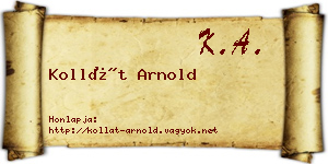 Kollát Arnold névjegykártya
